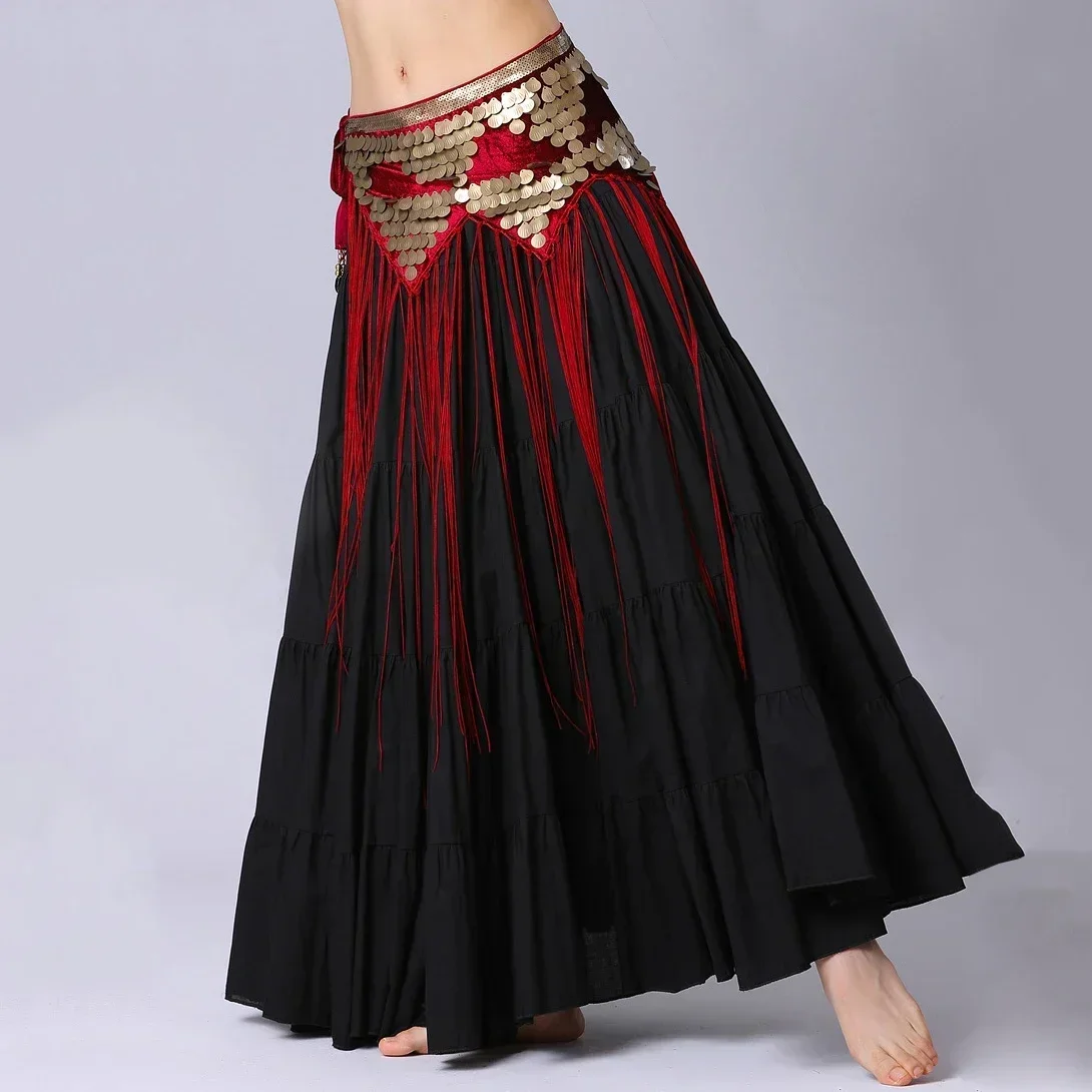 Tribal Buikdans Munten Riemen Kwastje Hippe Sjaal Fluwelen Driehoekige Sjaals Buikdans Accessoires Wrap Lange Franjes Heupriemen