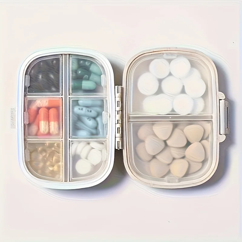 

Large capacity transparent plastic medicine storage box with labeled compartments and safety cover - portable travel medicine bo