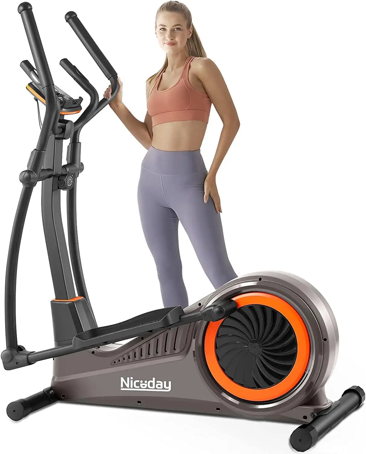 

Elliptical training machine with ultra quiet magnetic drive system, 16 resistance levels, and 400LBS load capacity