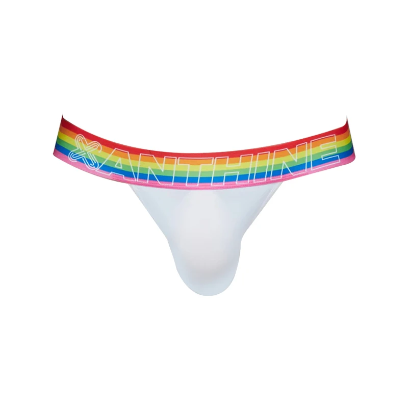 Men\'s Rainbow Waistband Jockstrap Athletic Supporter, Gym Fitness Outdoor Cotton Jocks, Thongs Wear Double T-back L XL XXL XXXL