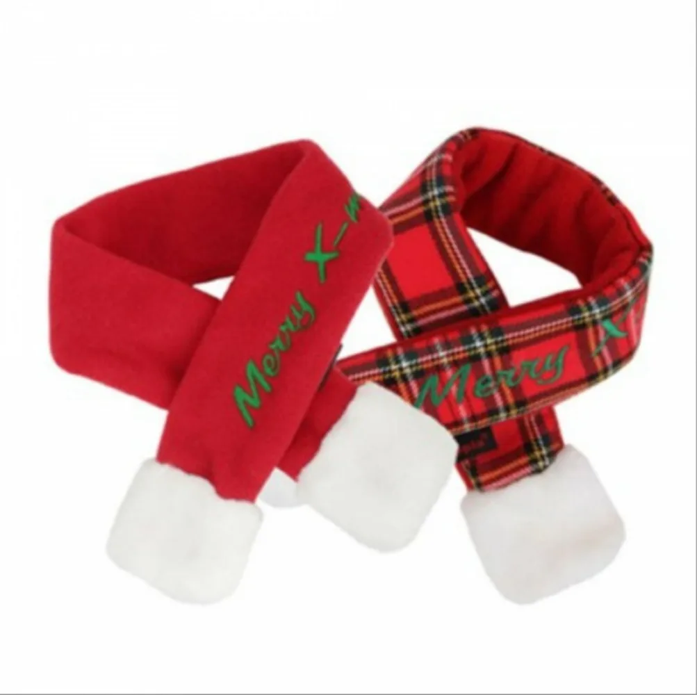 Pet Autumn and Winter Plush Splicing Ball Scarf Supplies Christmas Collar Cat Accessories Dog Bows Accessories for Small Dogs