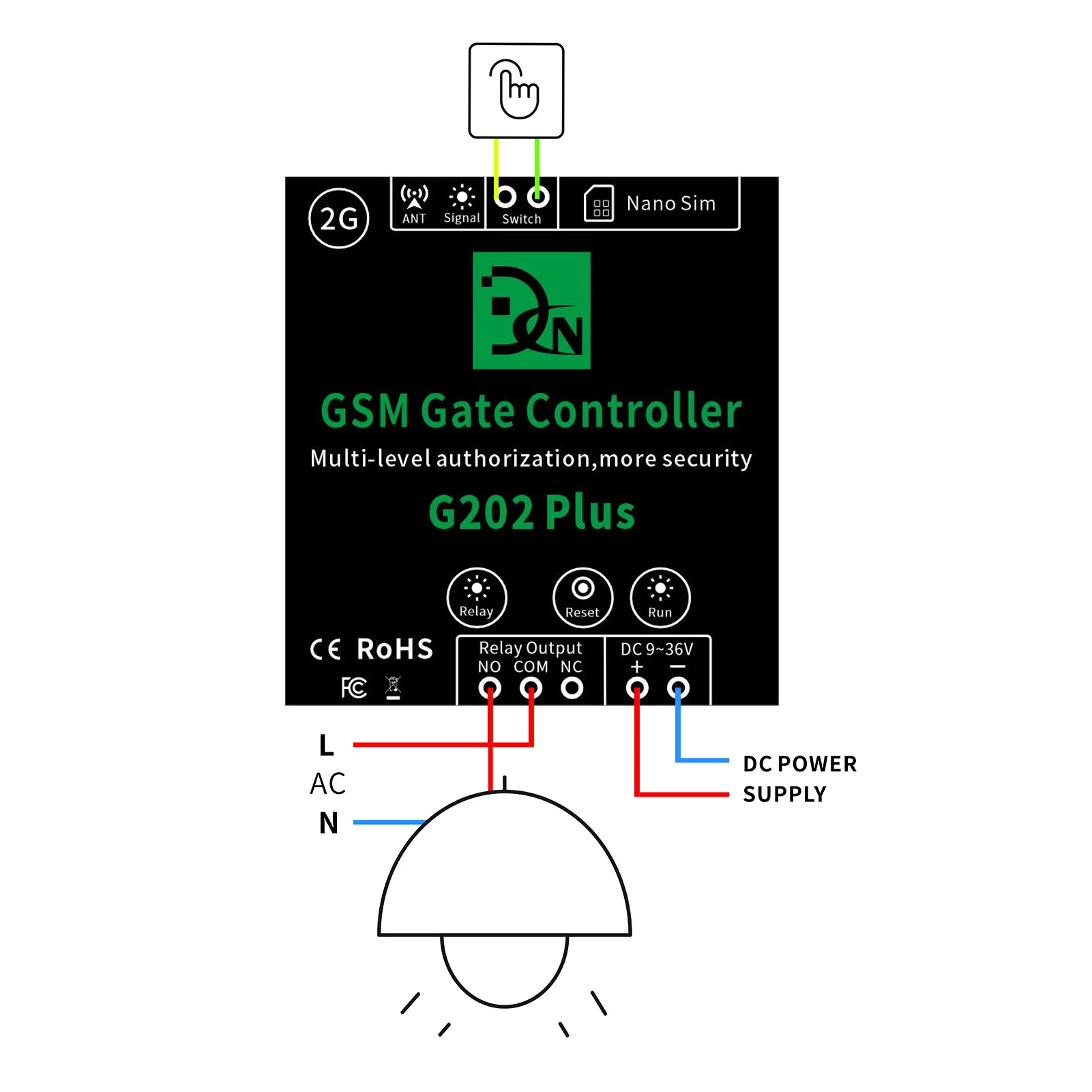 GSM Door Gate Opener Remote On/Off Relay Switch Remote Control Door Access Wireless Door Opener By Free Call SMS Command