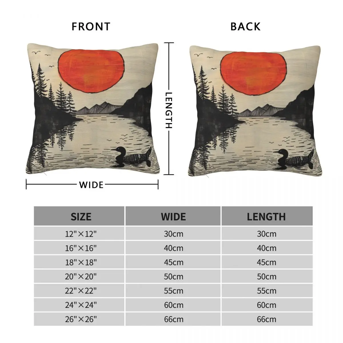 Loon Of North America Low Ink Square Pillowcase Polyester Linen Velvet Pattern Zip Decorative Sofa Seater Cushion Cover 45x45