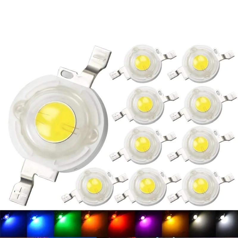 

10Pcs 1W High Power LED Chip Lamp Bulb 110-120LM Bead Line Emitter Diode White Red Green Blue Yellow DIY Led Lights Decoration
