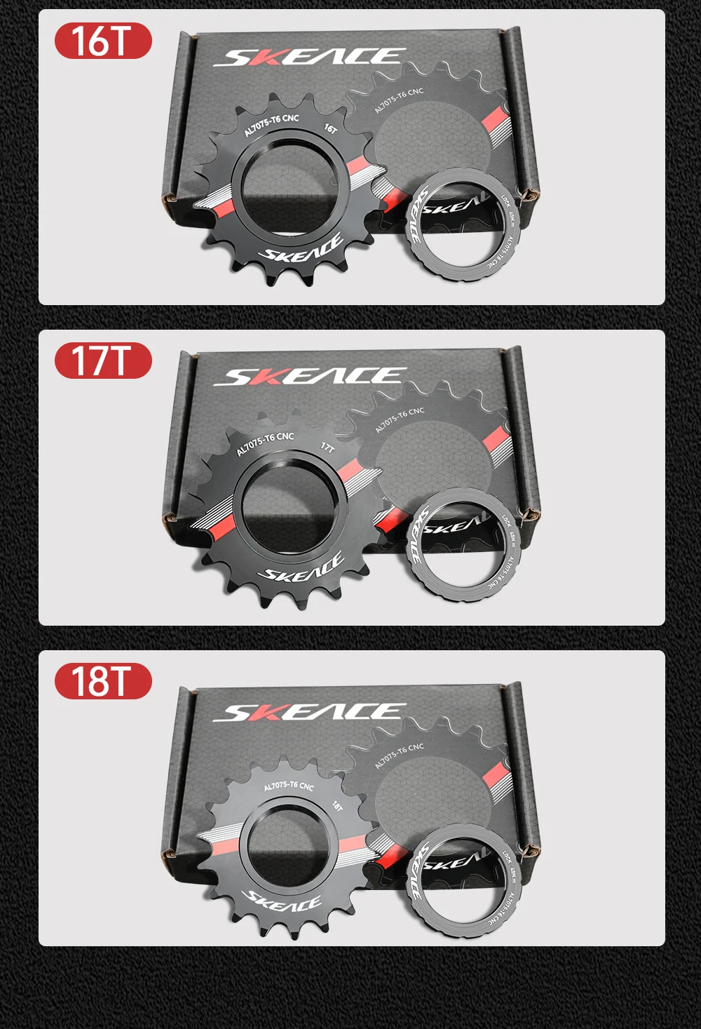SKEACE Fahrrad Single-Speed Kassette 14T 15T 16T 17T 18T Fixed Gear Fahrrad Schwungrad Kettenrad Cog Fixie Track Bike Locking Ring – Detail 8