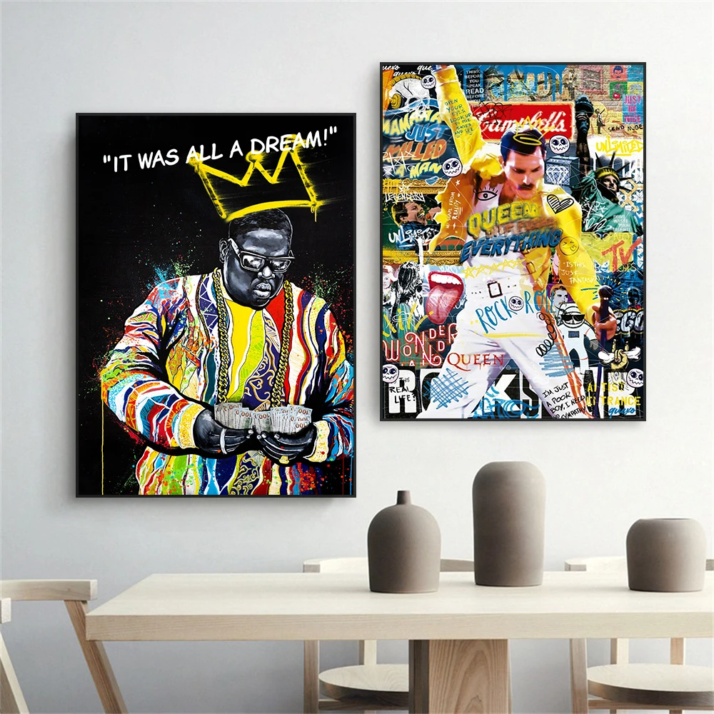 

Modern Fashion Hip Hop Rapper Prints Graffiti Pop Street Wall Art Poster Canvas Painting Vintage Living Room Decoration