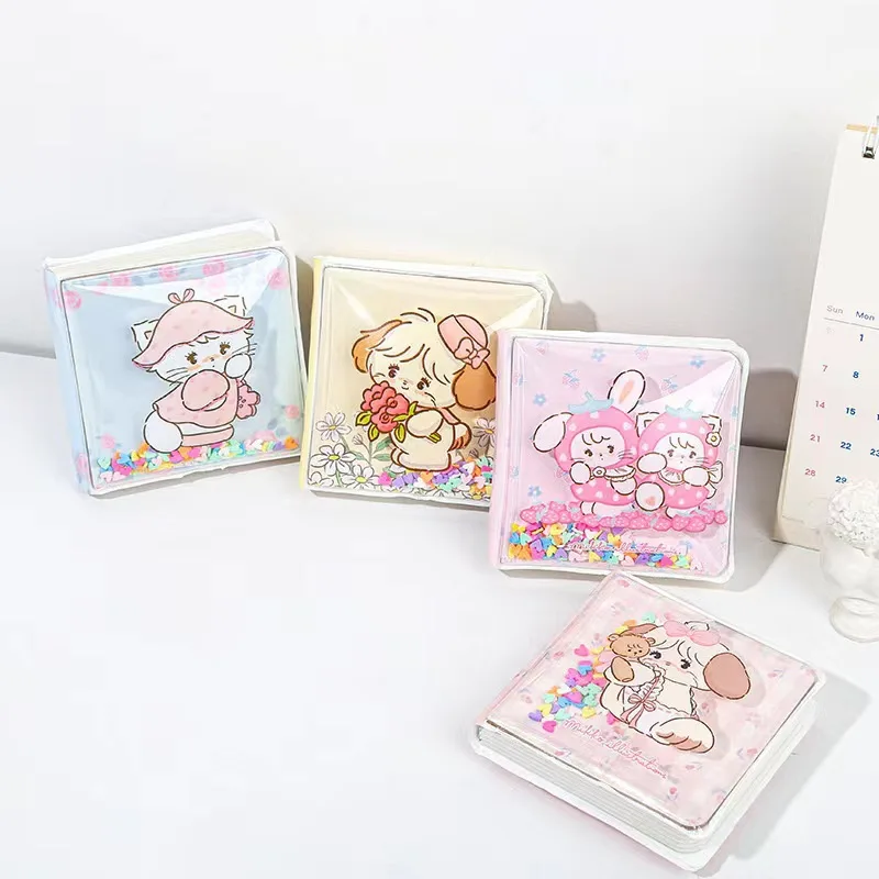 Kawaii Mikko Colorful Square Flowing Sand Book Anime Air Stress Relief Book Anime Diary Book Rabbit Bear Girl Gift Stationery