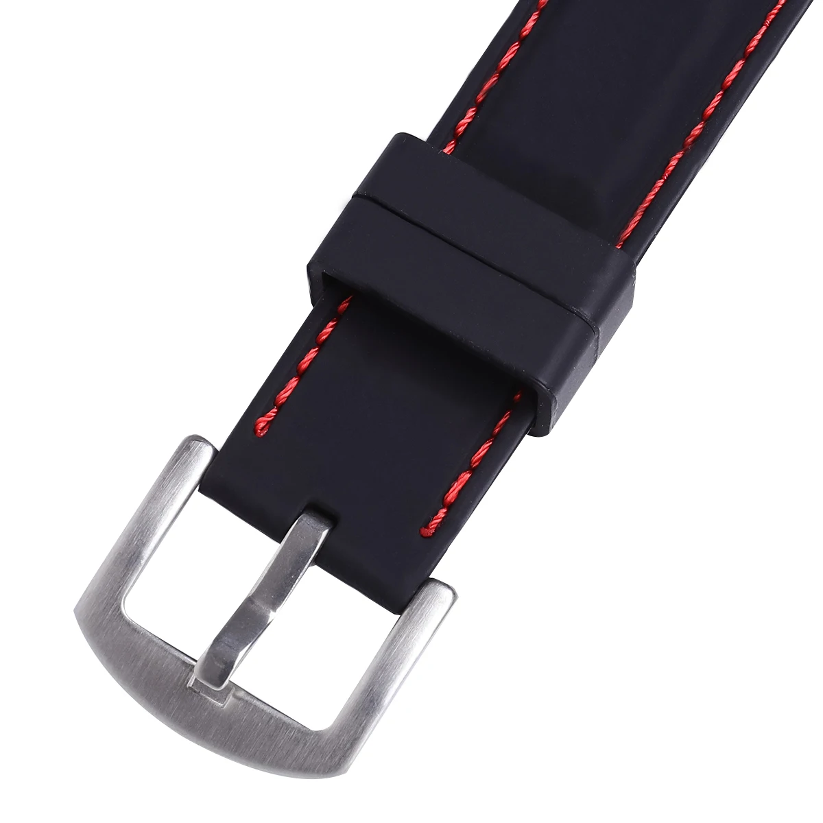 

26mm Waterproof Silicone Watch Straps Durable No Odor Easy Install for Most Watches Black Red 26mm Watch Strap