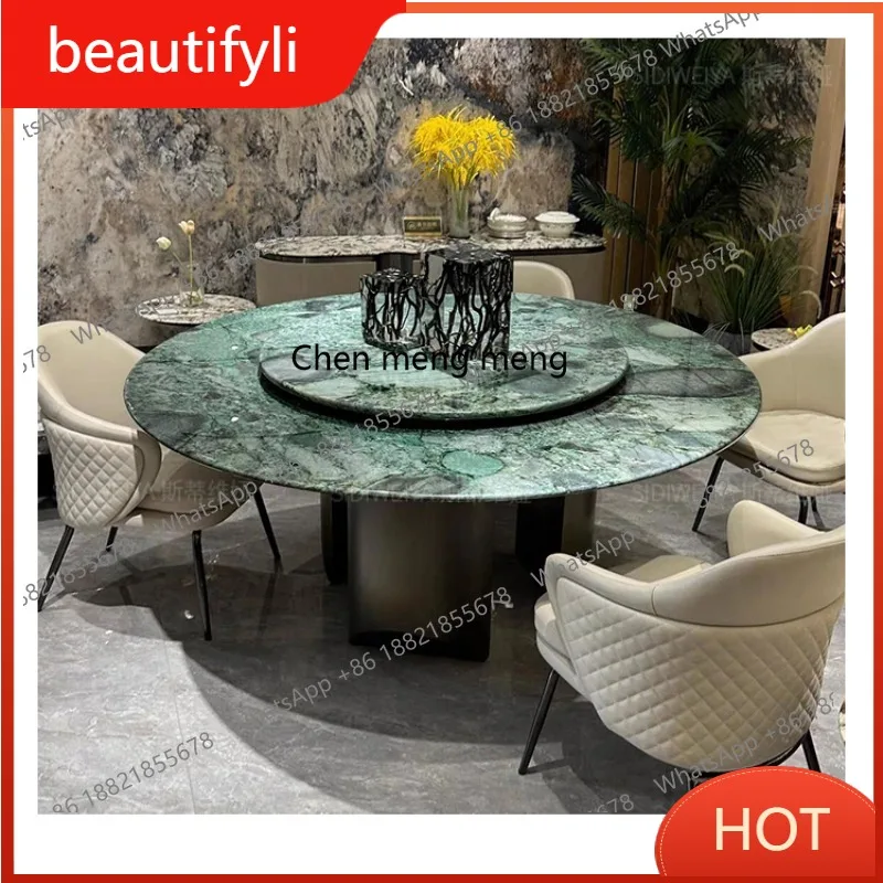 

C6601 Emerald Luxury Stone Dining Table Italian Light Luxury Household Villa Natural Marble Modern Round Dining Table