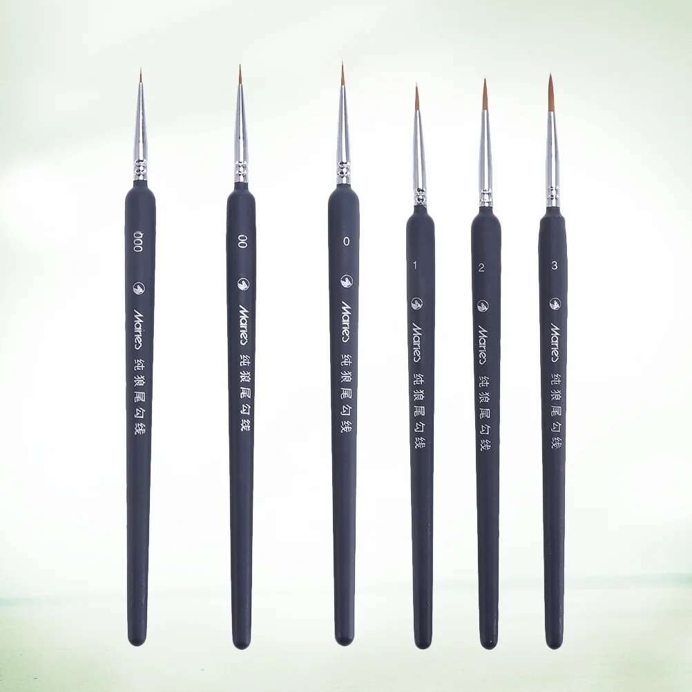 

6 Pcs Hook Pen Durable Brushes Painting Accessories Water Color Watercolor Portable Paintbrush Wooden Oil Long-lasting