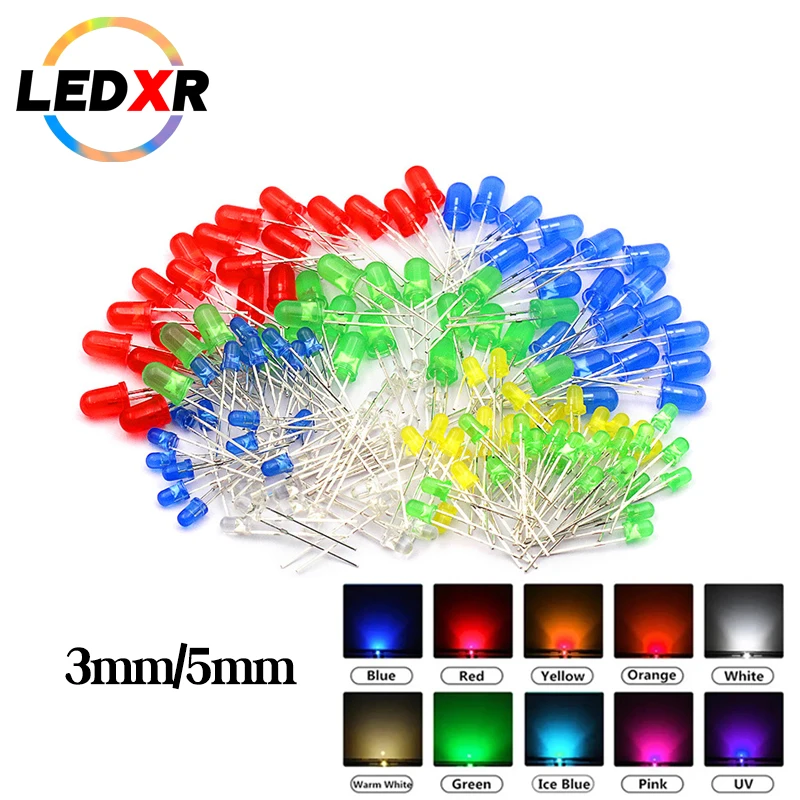 F3mm/f 5mm led white/warm white/blue/red/yellow/green/pink/LED light emitting diode 395nm uv LED indicator led 3v 20mA