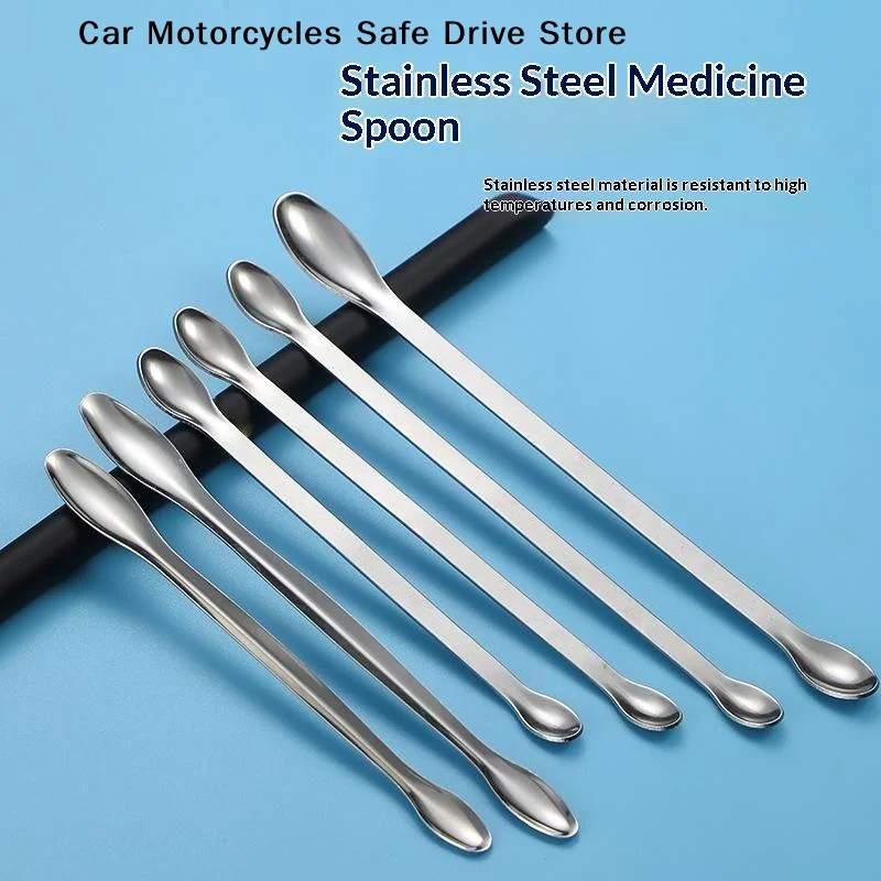 【M】Stainless Steel Medicinal Spoon Ladle Double-ended Experiment Pharmacy Lab Use Reagents Sample Spatula Weighing Spoon