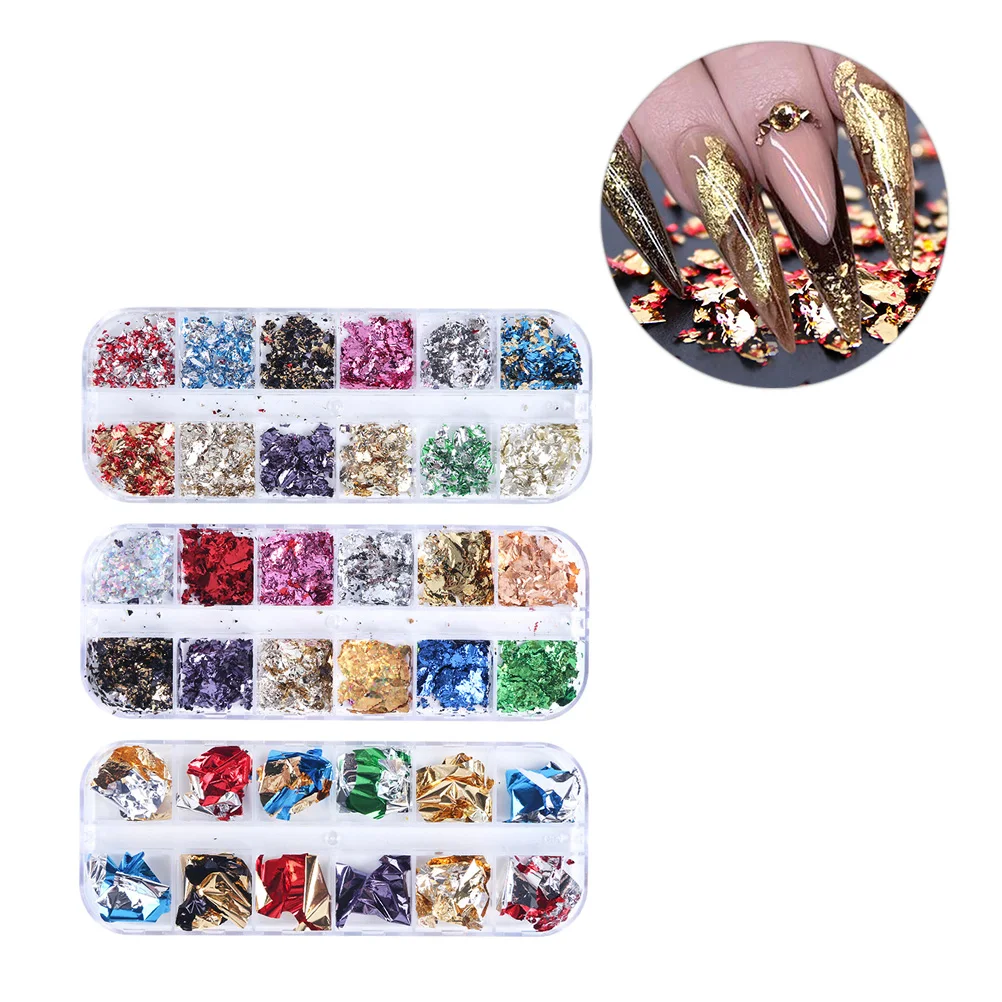 

3 Sets 12 Grids Art Paper Diy Manicure Scrap Decoration Tools Creative Unique Design Women Party Halloween Christmas Stickers