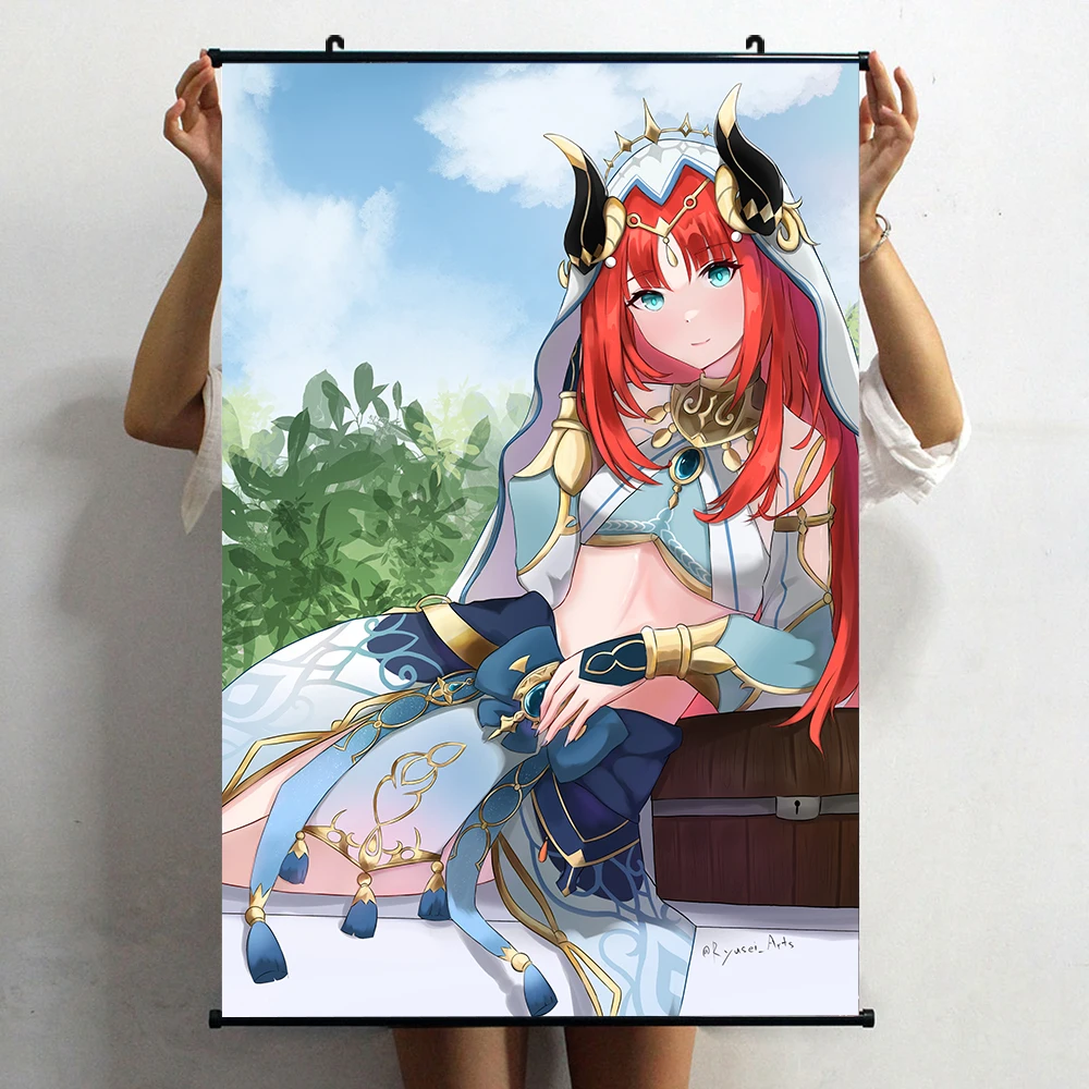 Juego de Anime Genshin Impact Nilou, Cosplay de chicas Persona, póster de desplazamiento de pared impreso en 3D, decoración del hogar, regalos artísticos