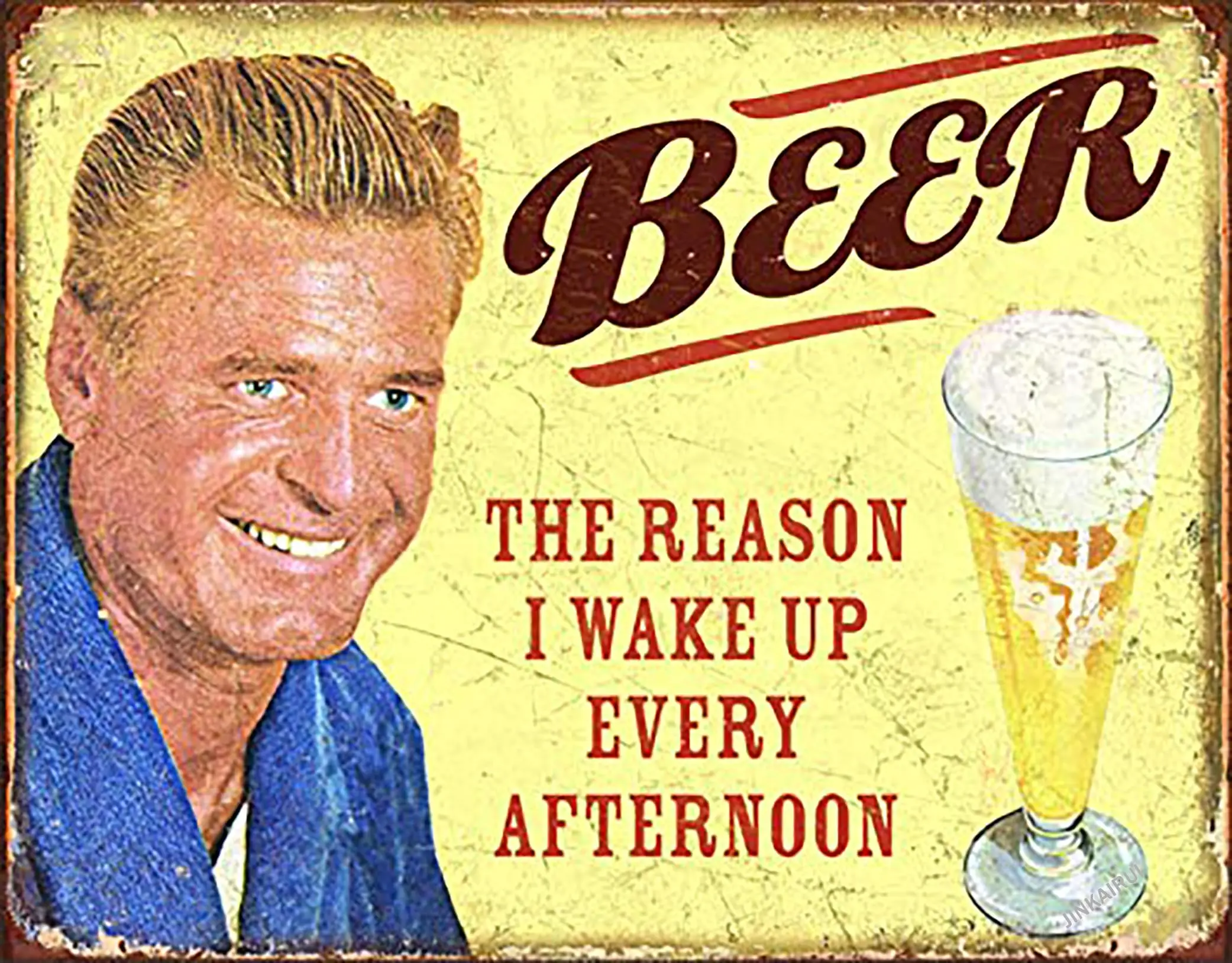 Retro Metal tin Sign Funny Beer - The Reason I Wake Up Every Afternoon Sign For Home Cave Garage bar Wall Decoration Vintage Met