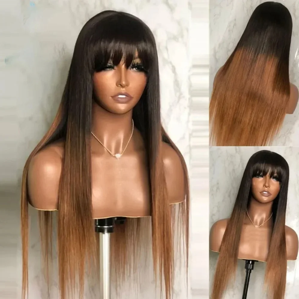 قبل قطعها غلويليس جزء مجاني أومبير براون مستقيم 26 "طويل 5x5 قاعدة الحرير شعر مستعار بشري يهودي شعر الطفل HD الدانتيل الشعر الأوروبي #1