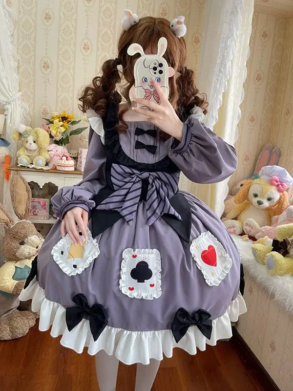 Japan Kawaii Lolita Dress Women Bow Plaid Sweet Cute Party Mini Dress Female French Vintage Dress Summer New