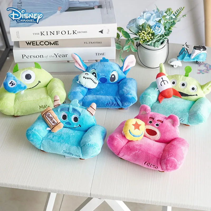 Disney Cartoon Plush Small Sofa Dolls Cute Stitch Mickey Minnie Donald Duck Animals Plush Stuffed Toys for Kids Birthday Gifts