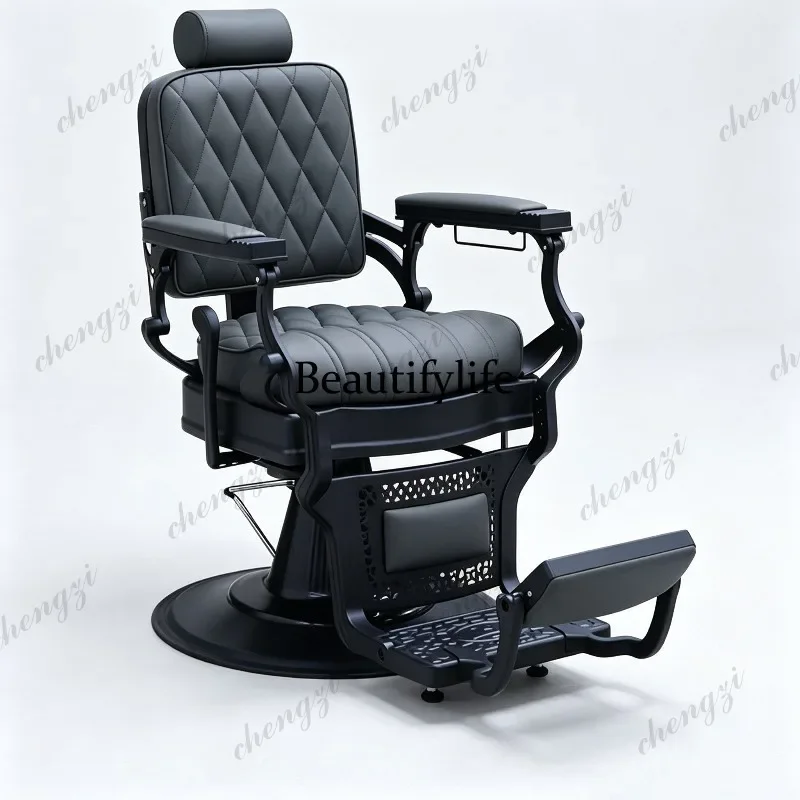 NQ52   new men's retro oil head chair can be reclined barber shop hair salon special hair cutting and shaving