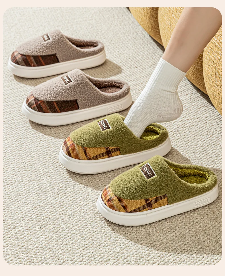 شباشب شتوية حرارية للزوجين أحذية منزلية دافئة من القطيفة للرجال والنساء، شباشب مريحة غير قابلة للانزلاق للاستخدام الداخلي #6
