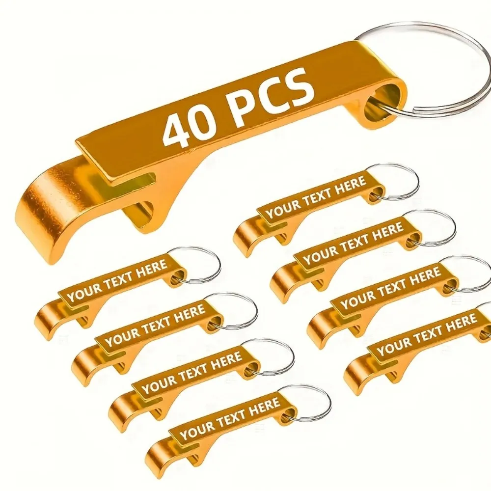40 Peças de Abridores de Garrafa Personalizáveis em Alumínio com Texto Personalizado, Ideais para Presentes de Casamento, Festas de Jovens e Eventos Corporativos