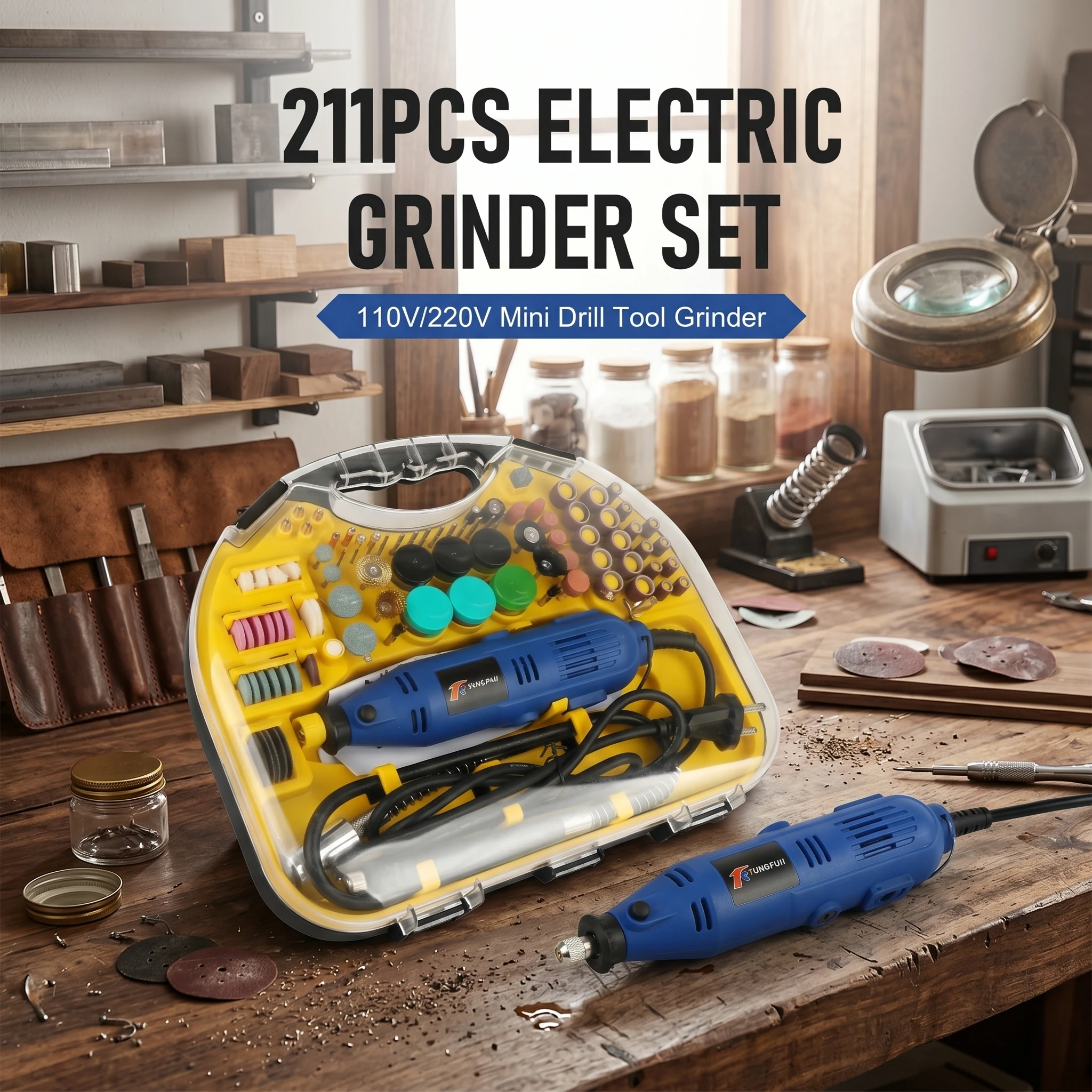 

Electric Drill Grinder Engraving Pen with Accessories for Polishing Carving Jewelry Making DIY Variable Speed Tool Ki