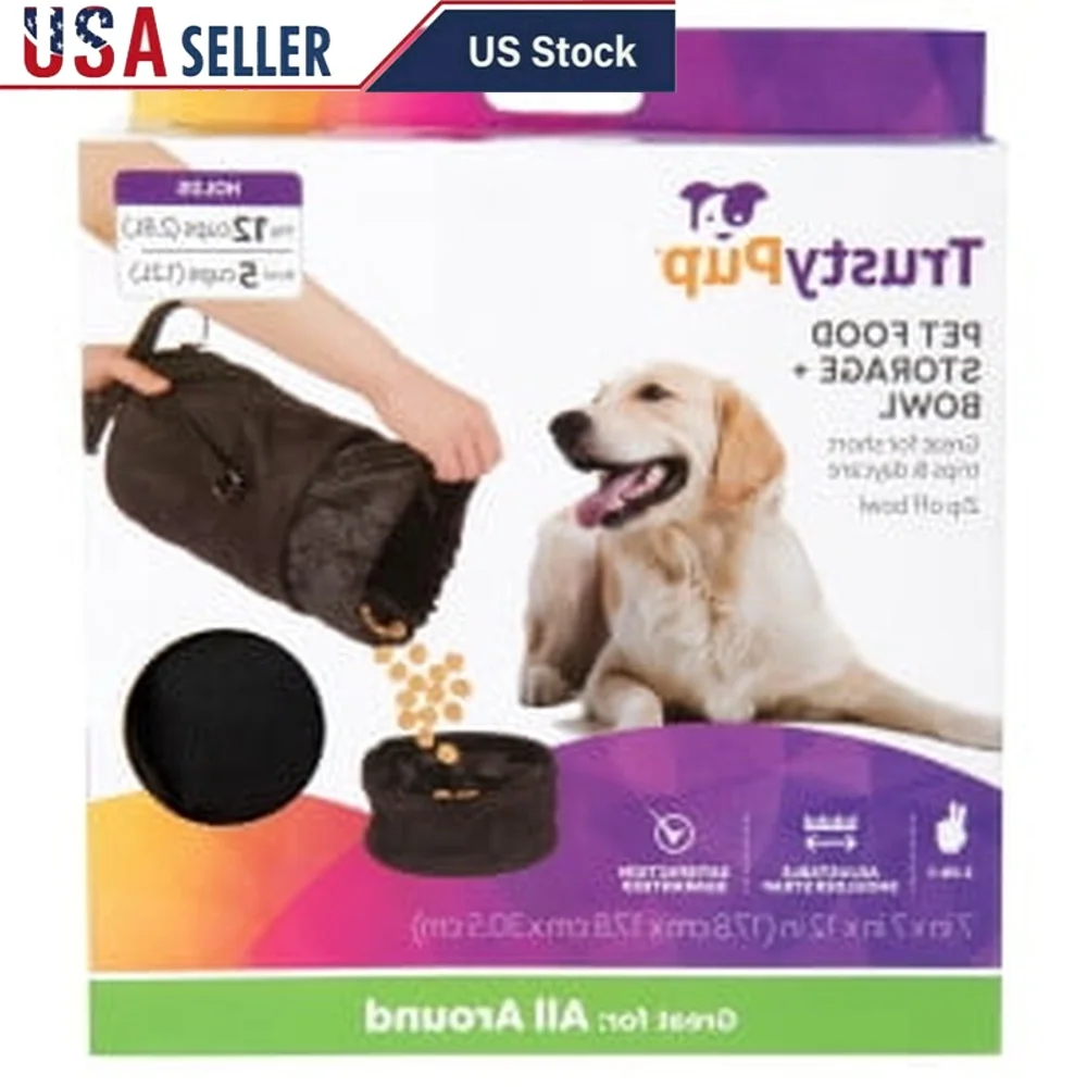 

Portable Pet Food Storage Bag with Removable Bowl Adjustable Strap Dogs Cats Travel Feeding Hydration Secure Closure