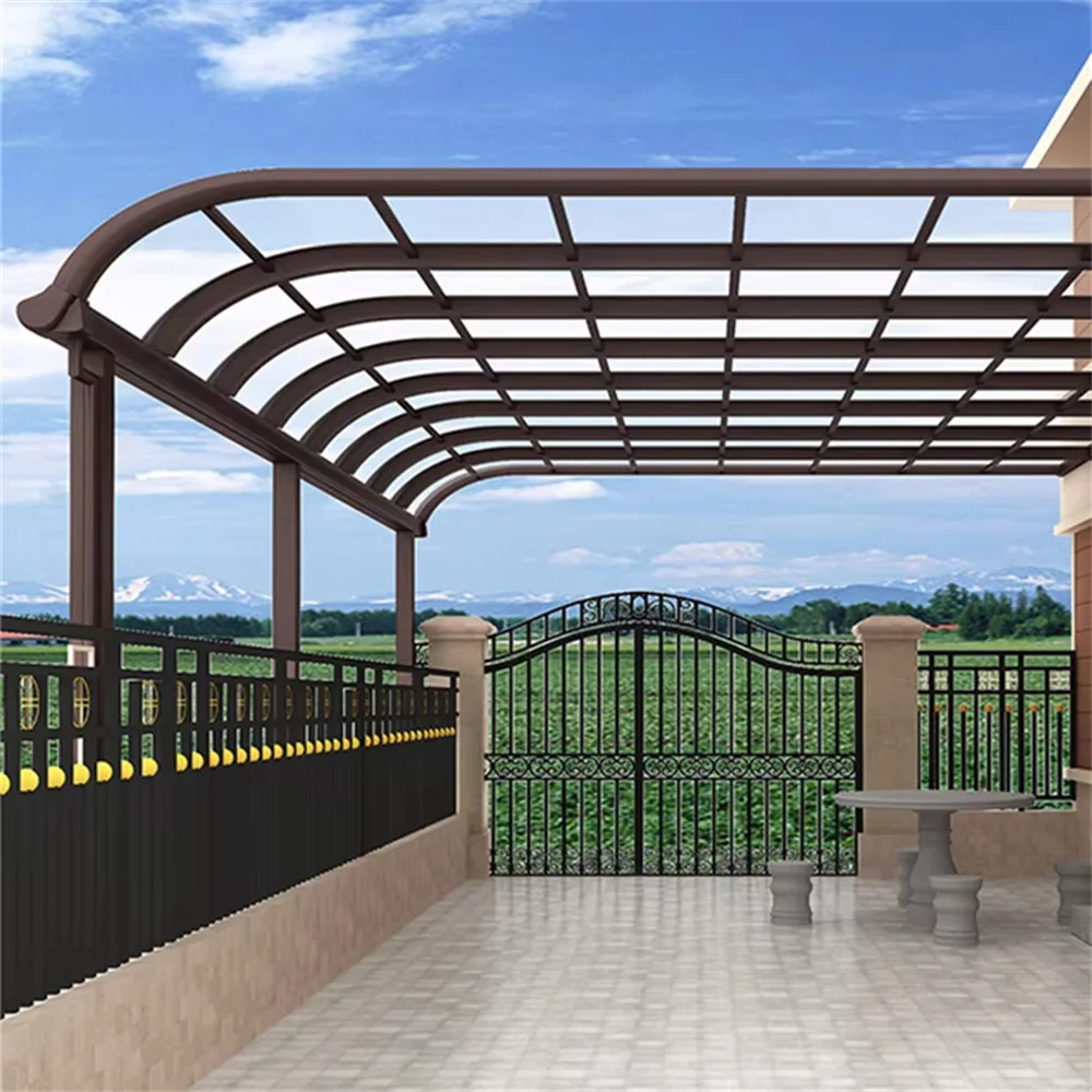 

Customized Outdoor Polycarbonate Rain Canopy Awning Aluminum Alloy Frame for Patio Terrace Balcony Window PC Awning carport