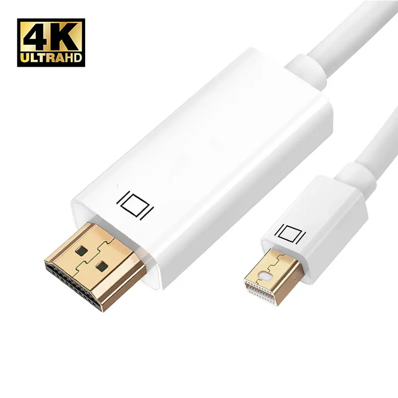 4K Mini DP To HDMI-compatible Cable Thunderbolt Mini DP to HDMI HD TV Adapter for Macbook pro Air Mini Imac Lenovo 1.8m white