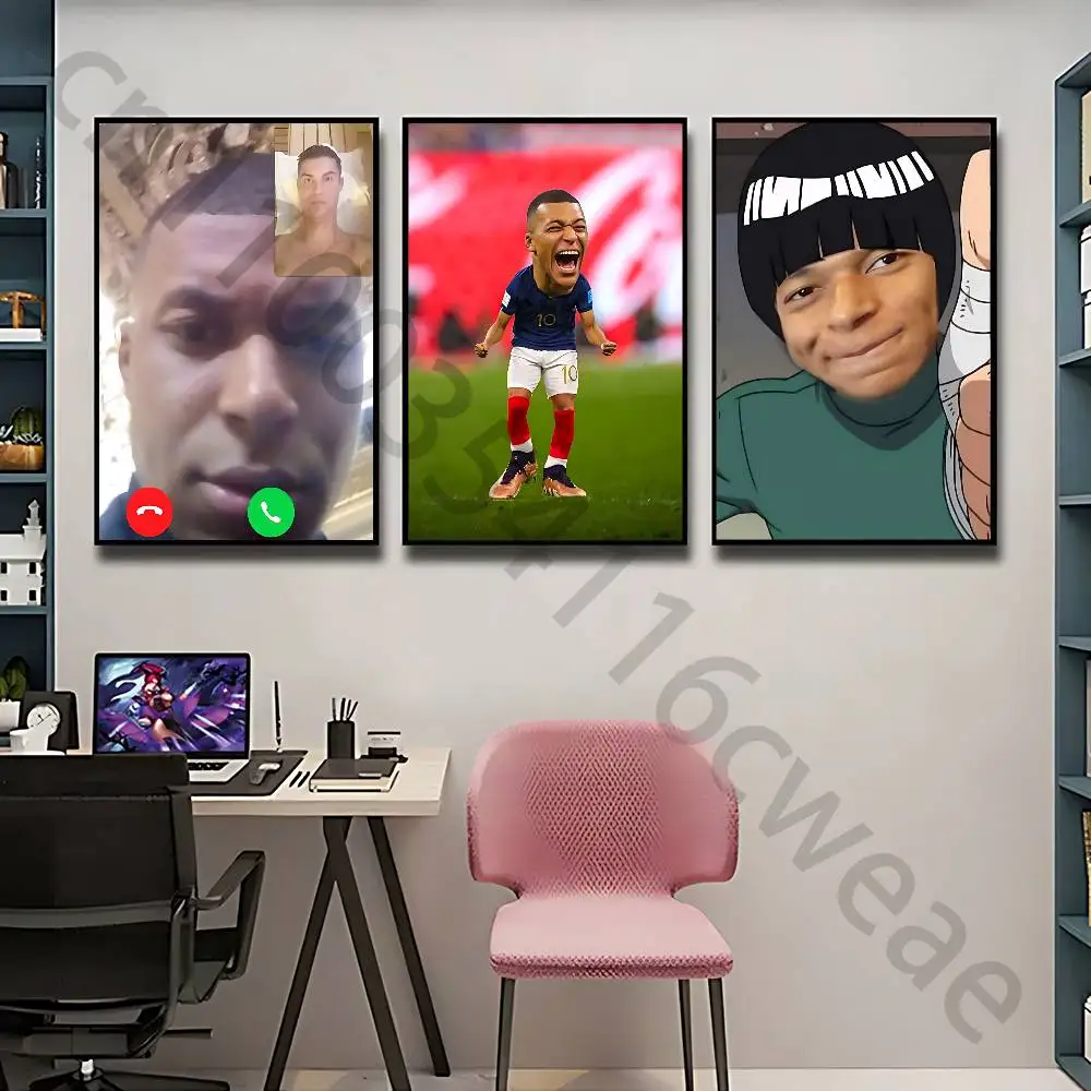 Meme Kylian M-Mbappe Wall Art Poster Print Wall Decor for Living Room Bedroom Home Decoration