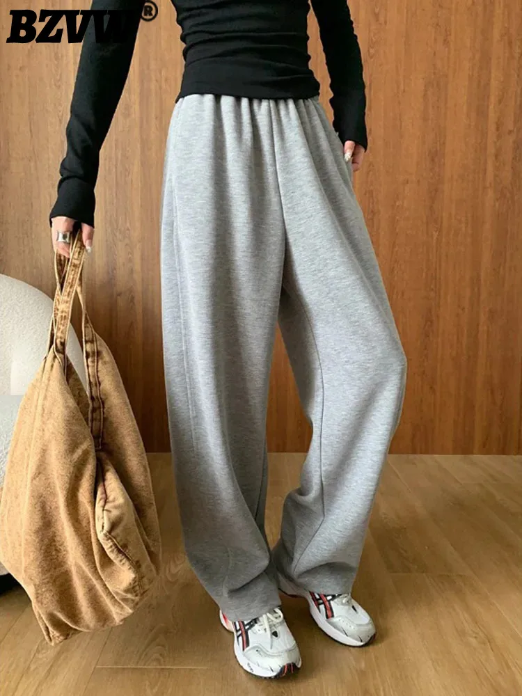 

BZVW Casual Sporty Pants For Women Elastic High Waist Solid Color Minimalism Ankle-length Trousers 2024 Female Autumm 25A8515