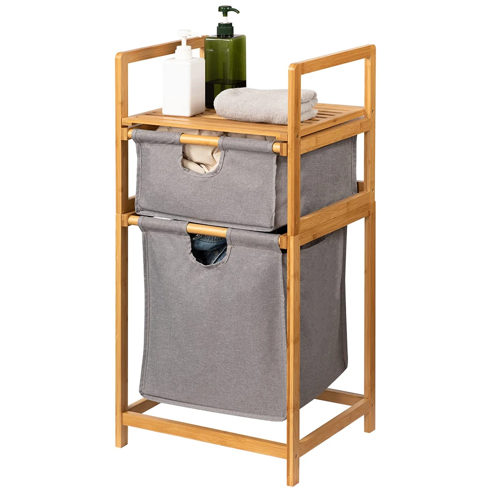 Popular double decker laundry room meets various storage needs househol bamboo  basket