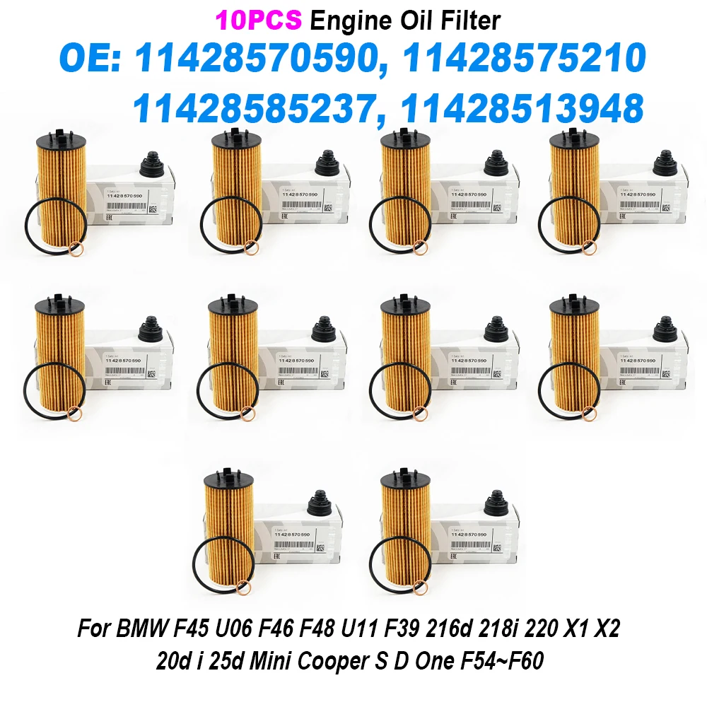

10PCS 11428570590 11428575210 11428585237 11428513948 Engine Oil Filter For BMW Mini Coope X1 F45 F46 F48 F54 F55 F56