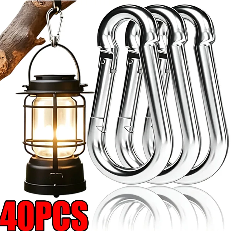 Silver Spring Carabiner Snap Hook Outdoor Camping Keychain Carabiner Clip Buckles Quick Link Lock Ring Hardware Fishing Buckle
