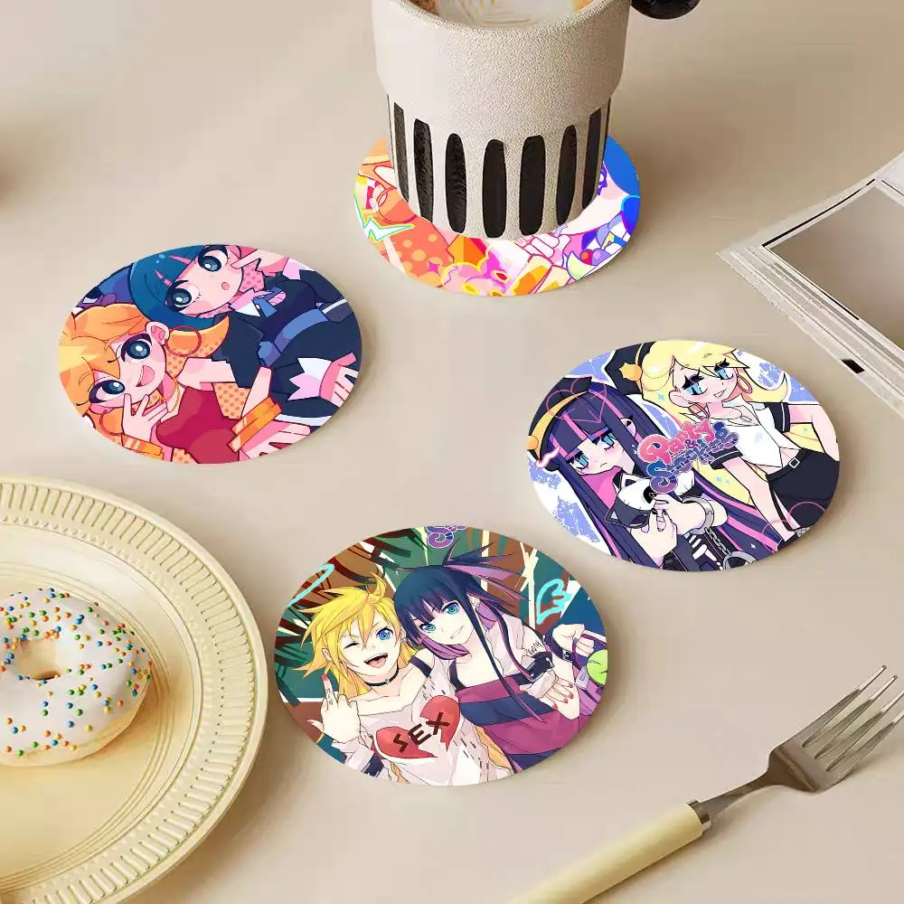 Panty And Stocking With Garterbelt Anime Wooden Coasters Heat-resistant And Non-slip Suitable For Restaurants And Cafes