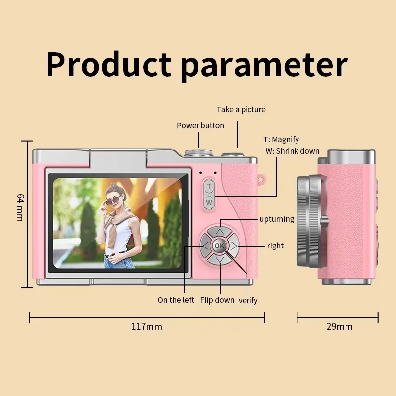 Cámara Digital 4K HD 48MP cámara de fotografía videocámara pantalla de 2,4 "cámaras recargables enfoque automático Vlogging cámaras compactas