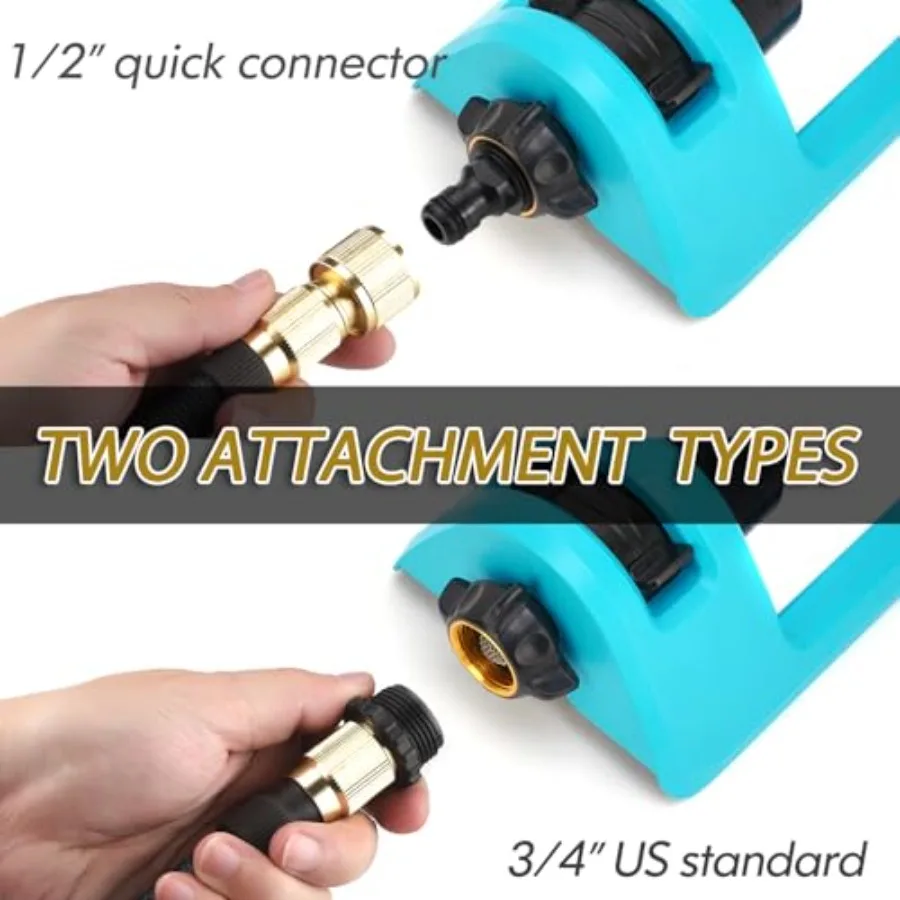 Aspersor de gramado oscilante com bicos de latão de 18 furos para cobertura eficiente de rega de jardim até 3 600 pés quadrados bico integrado