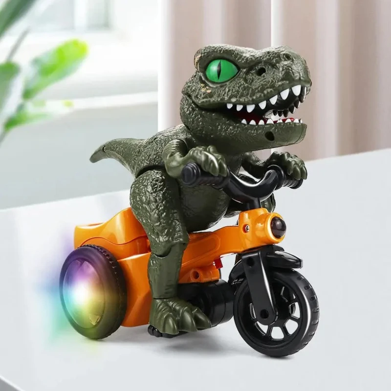 Electric Dinosaur Toy Car Stunt Spinning Tricycle with Lights and Music for Child Boys