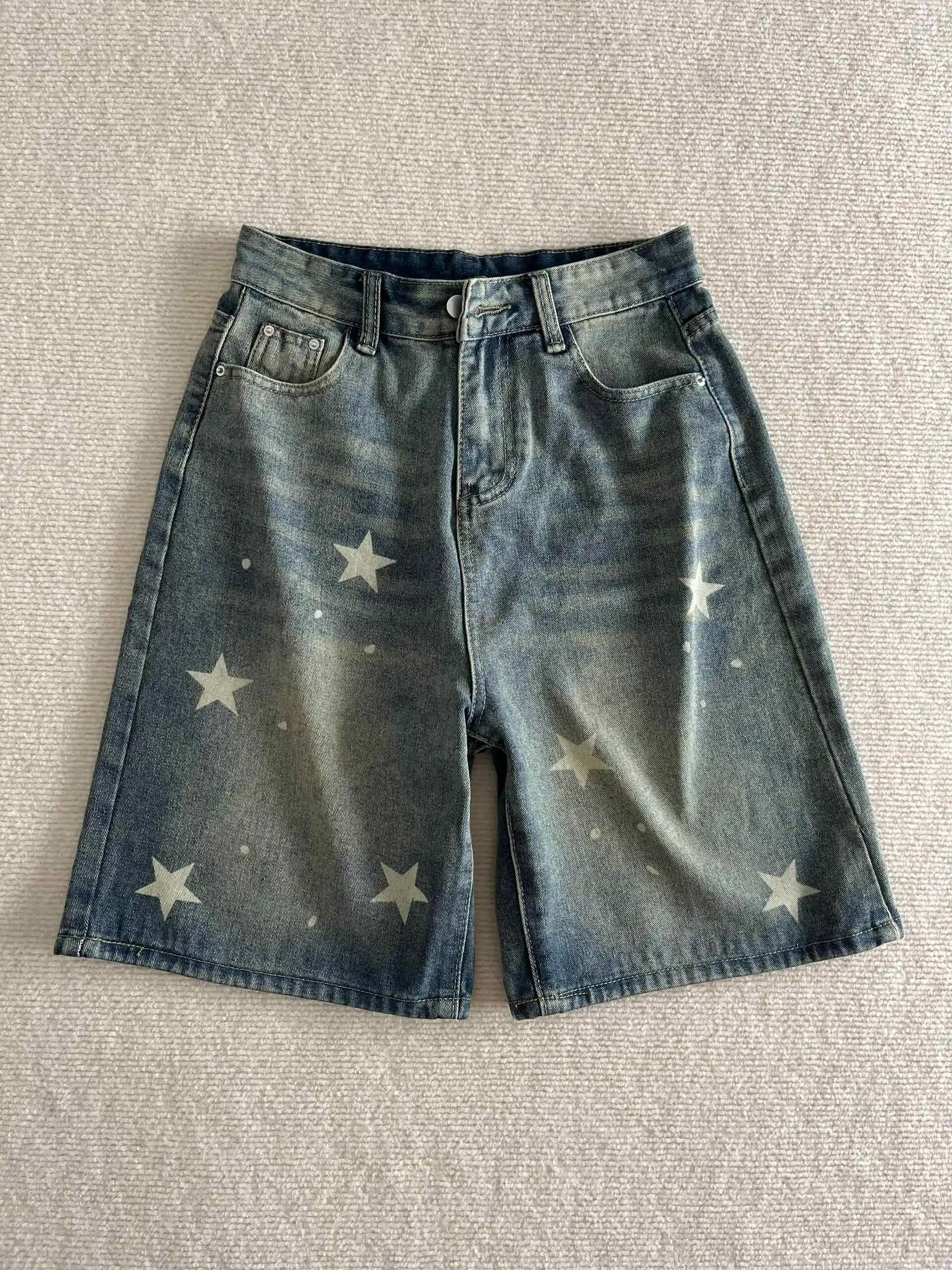 여성 니렝스 데님 숏팬츠 하이웨이스트 스타 청반바지 2000년대 Y2K 하라주쿠 빈티지 카우보이 숏 팬츠 여름옷 2025