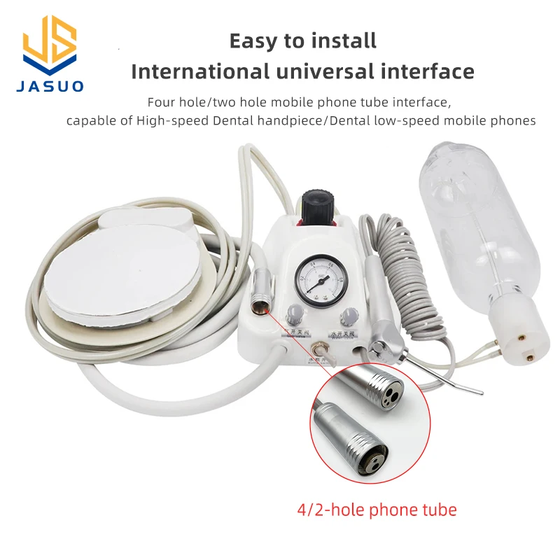 Dental Portable Turbine Unit Work With Air Compressor 3 Way Syringe 2/4 Holes Teeth Whitening Equipment Plastic Shell Dentistry