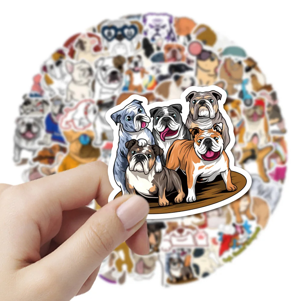 10/30/50/100pcs Cute Bulldog Cartoon Stickers DIY Laptop Scrapbook Phone Waterproof Graffiti Decal Kids Animal Dog Sticker Packs