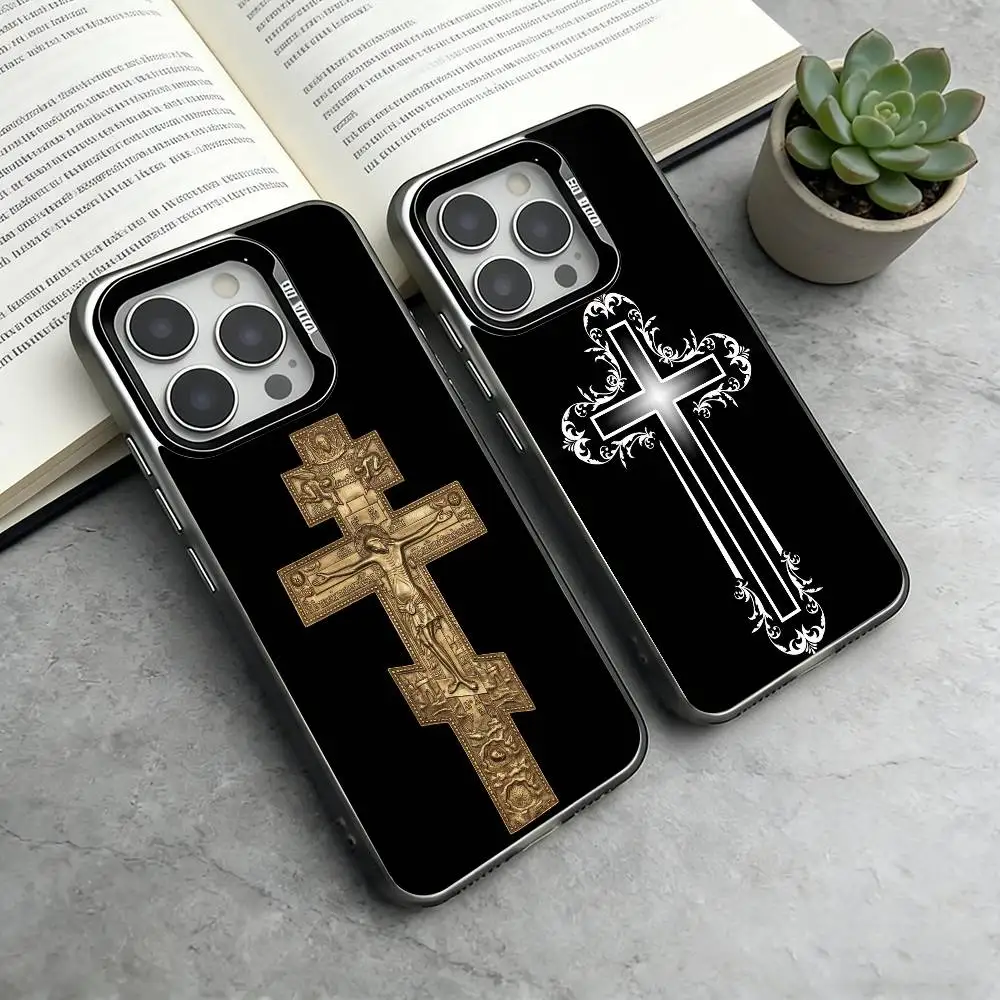 

Orthodox Cross Icon Church ART Phone Case For iPhone 17,16,15,14,13,12,11 Plus,Pro Max,XS,Colorful Silver Phone case Funda Cover