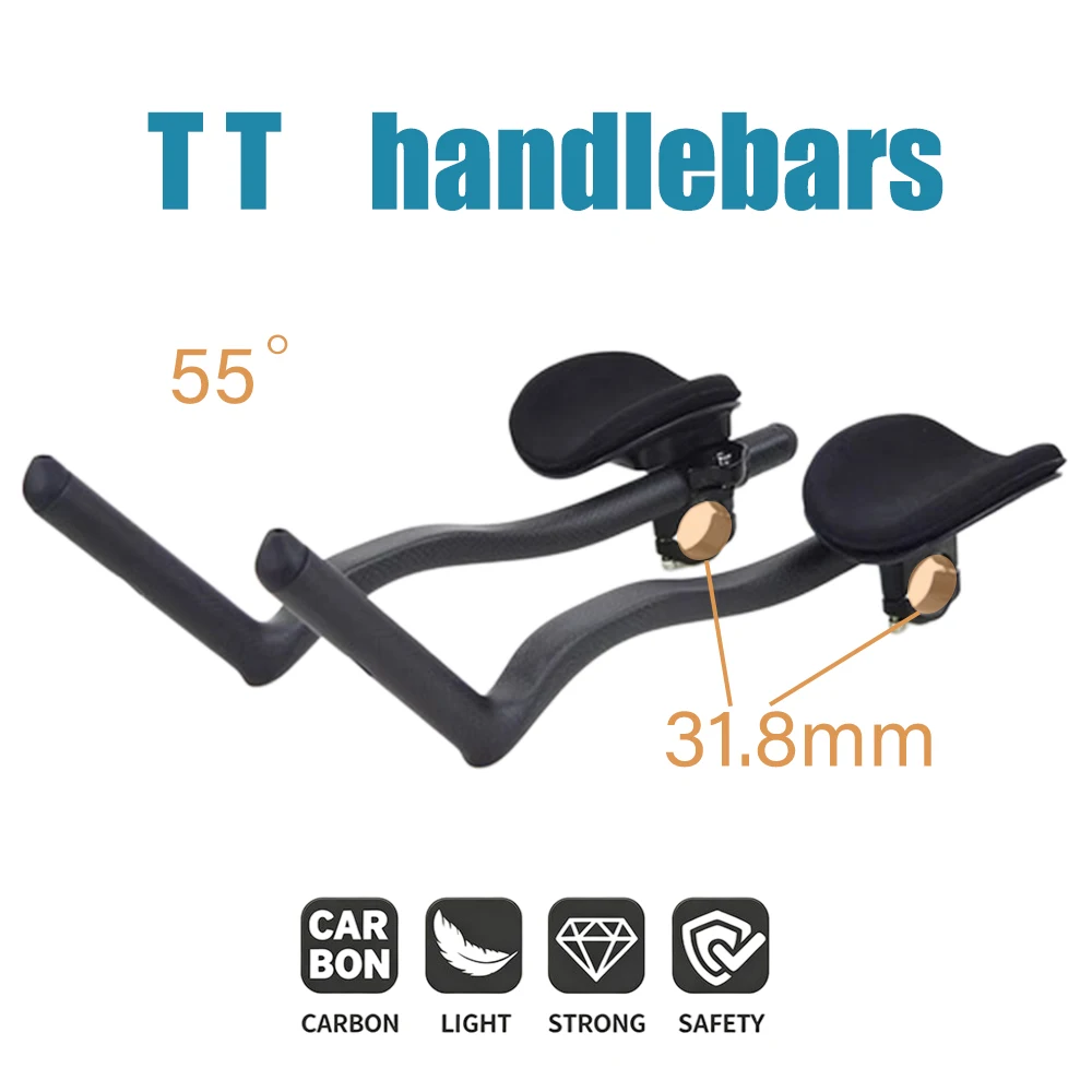 Carbon Fiber Mountain Road Bike TT Aerobars 55° Long‑Ride Auxiliary Handlebar Round Tube Comfort Bicycle Grips Parts
