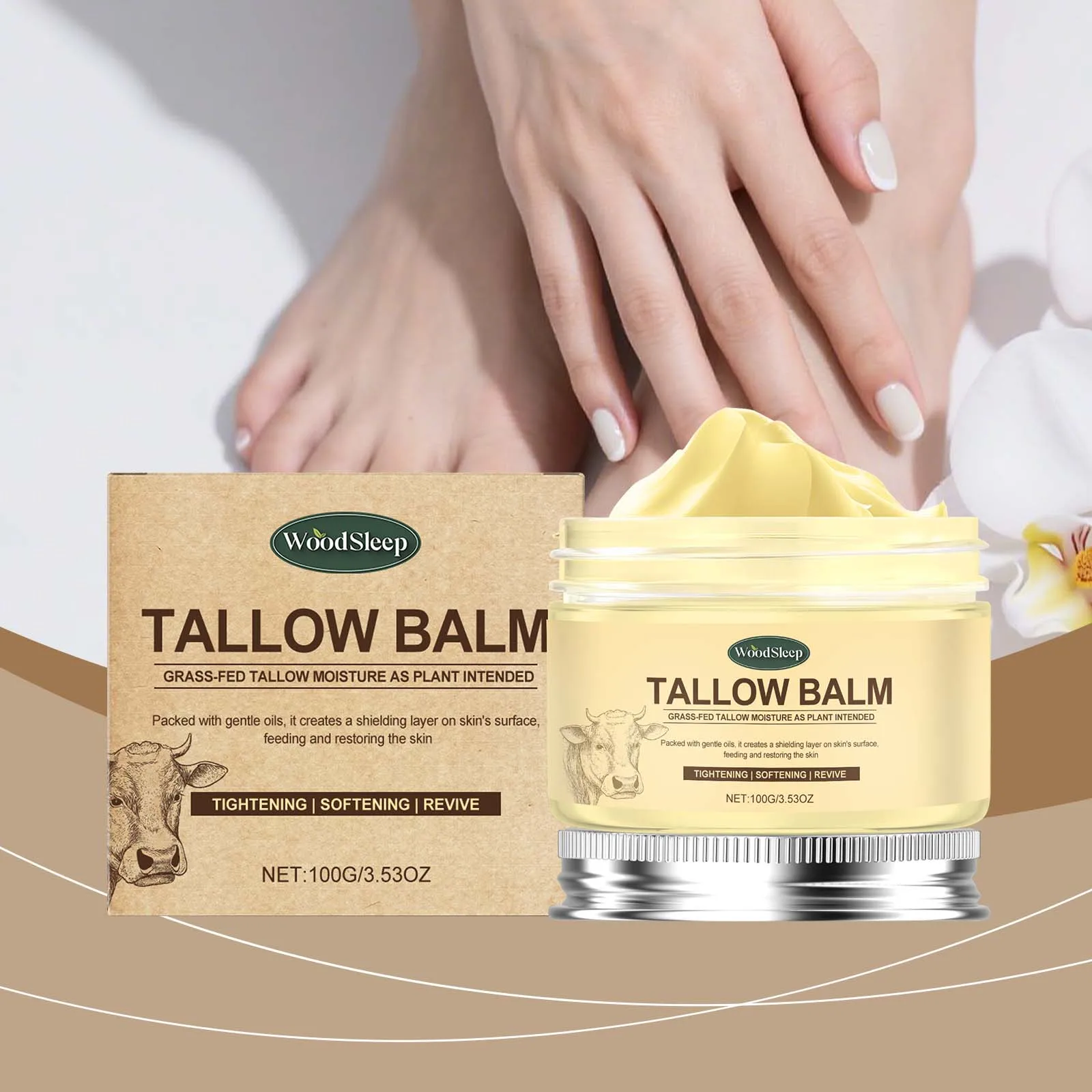 

Beef Tallow Honey Moisturizing Cream-Deeply Nourishes Skin, Locks Moisture, Keeps Skin Smooth & Tender, Enhances Skin Elasticity