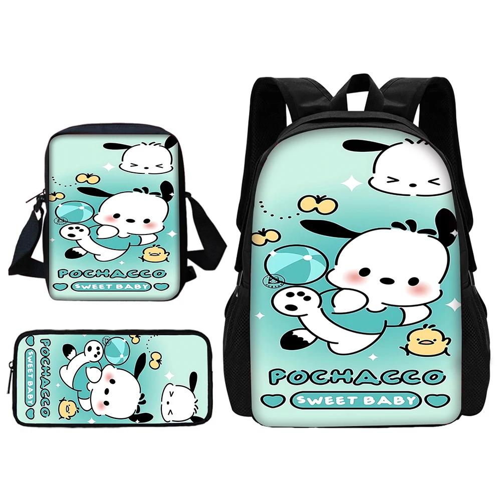  Cute Cartoon P-pochaccos School Bag For Boy Girls with Men Women Shoulder Bags Pencil box Backpack for Child