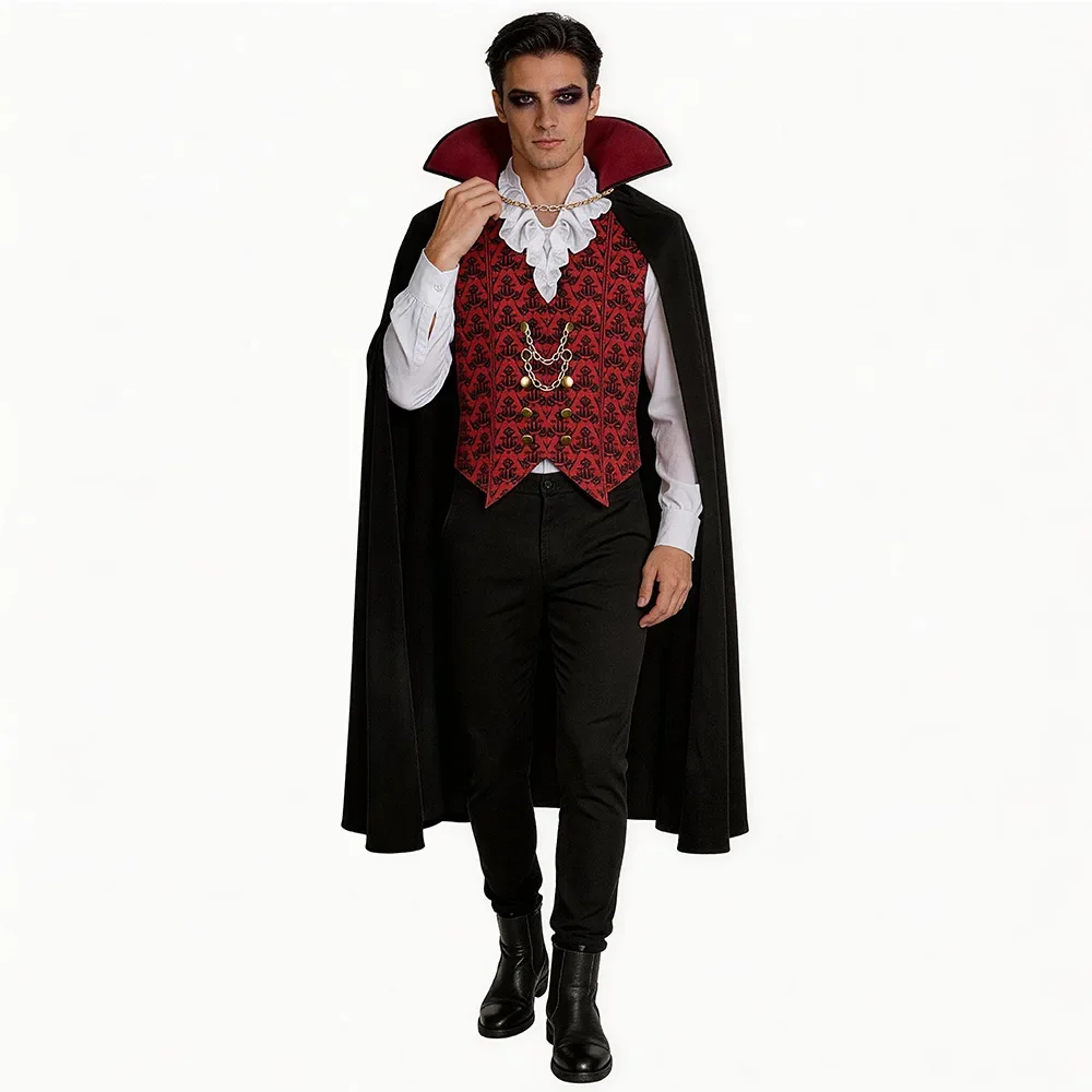 Costume Vampire Démoniaque Adulte – Chemise et Longue Cape – photo 3