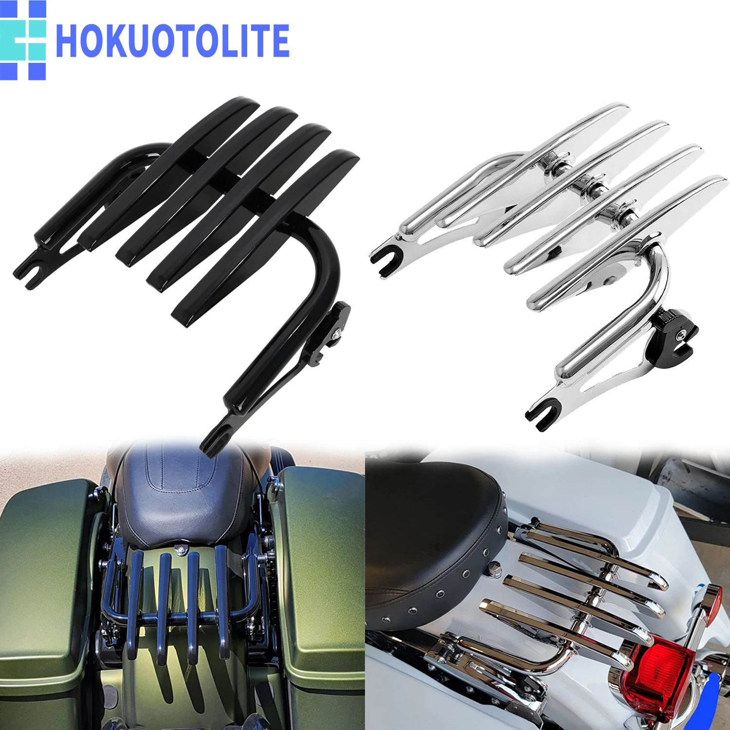 Detachable Two-Up Stealth Luggage Rack For Harley Touring CVO Road King Street Electra Road Glide 09-UP Motorcycle Accessories
