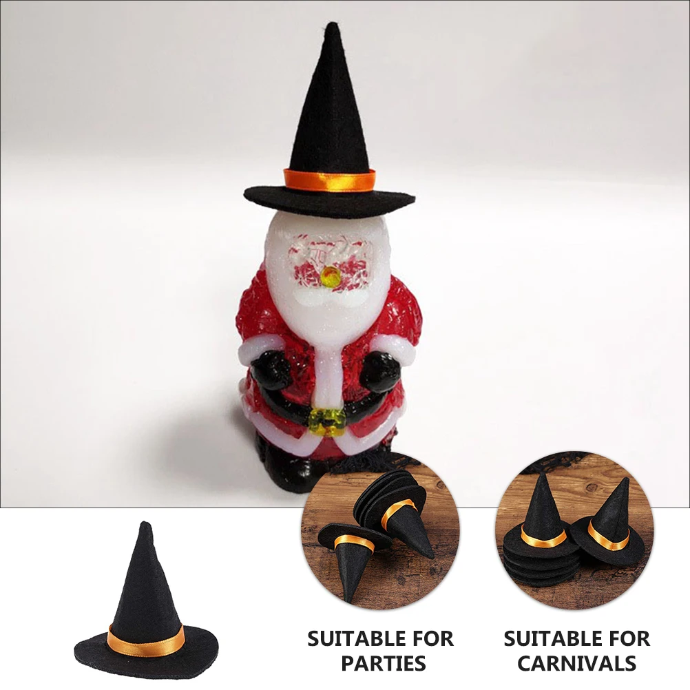 

10Pcs Witch Hat Halloween Mini Felt Witch Hats Ornament DIY wine bottle Craft Wine Bottle Cover Table adorn Halloweem Party deco
