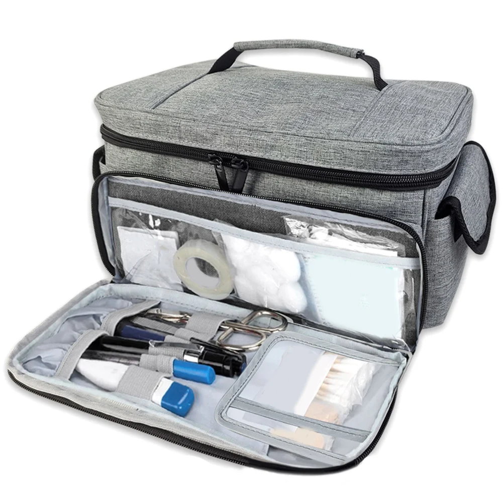 Borsa portaoggetti per medicinali Organizzatore vuoto per bottiglie di pillole con serratura con buste portatili con cerniera Scatola per medicinali per viaggi a casa