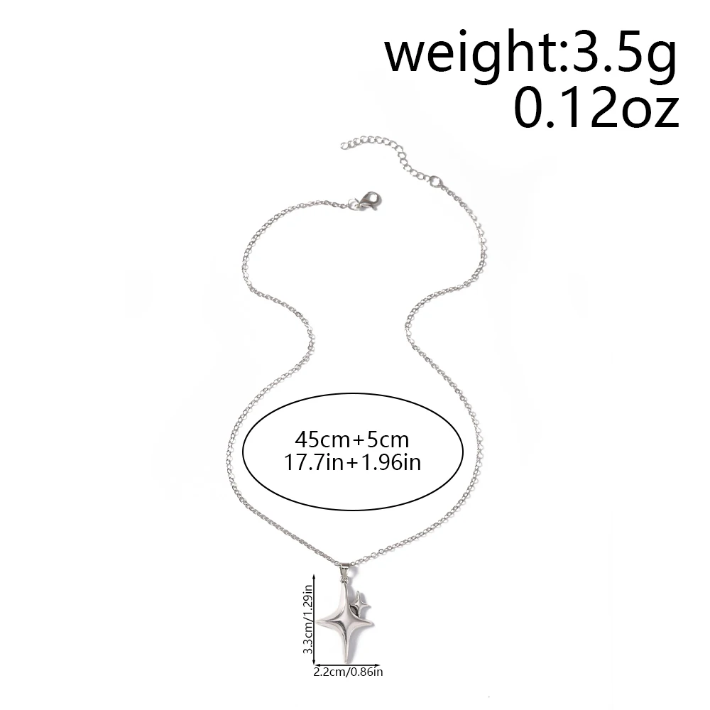 Aihua Neue Koreanische Mode Mond-Polaris-Stern-Anhänger Halskette für Damen und Herren Schwarze Seilkette Choker Y2k Party Schmuck Geschenke – Detail 11